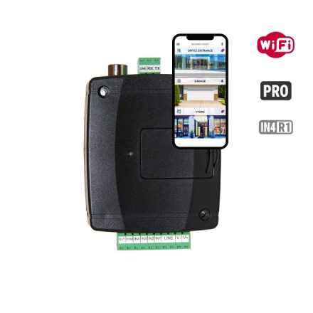 Adapter2 PRO-WiFi.IN4.R1-telefonvonal szimulátor, távfelügyeleti átjelző, push, SMS, hanghívás, email, mobilapp, WiFi, 4bem+1relé