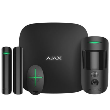 Ajax StarterKit Cam BL, vezetéknélküli riasztó szett (HUB2, MotionCam, DoorProtect, SpaceControl), fekete