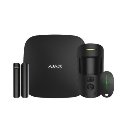 Ajax StarterKit Cam Plus BL, vezetéknélküli kamerás riasztó szett (HUB2 Plus, MotionCam, DoorProtect, SpaceControl), fekete