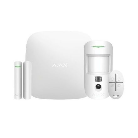 Ajax StarterKit Cam Plus WH, vezetéknélküli kamerás riasztó szett (HUB2 Plus, MotionCam, DoorProtect, SpaceControl), fehér