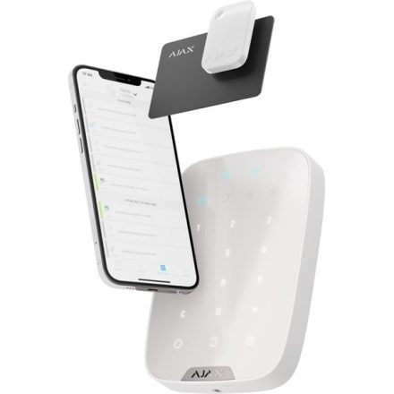 Ajax Keypad Plus WH, proximity olvasós vezetéknélküli kezelő, fehér