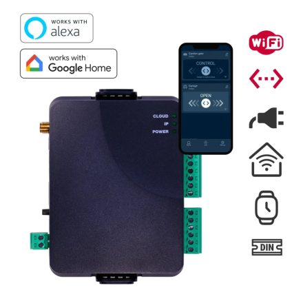 OPEN.ioting Power+ gate opener - WiFi or LAN connection, 12-24 VAC or 12-30 VDC, DIN rail