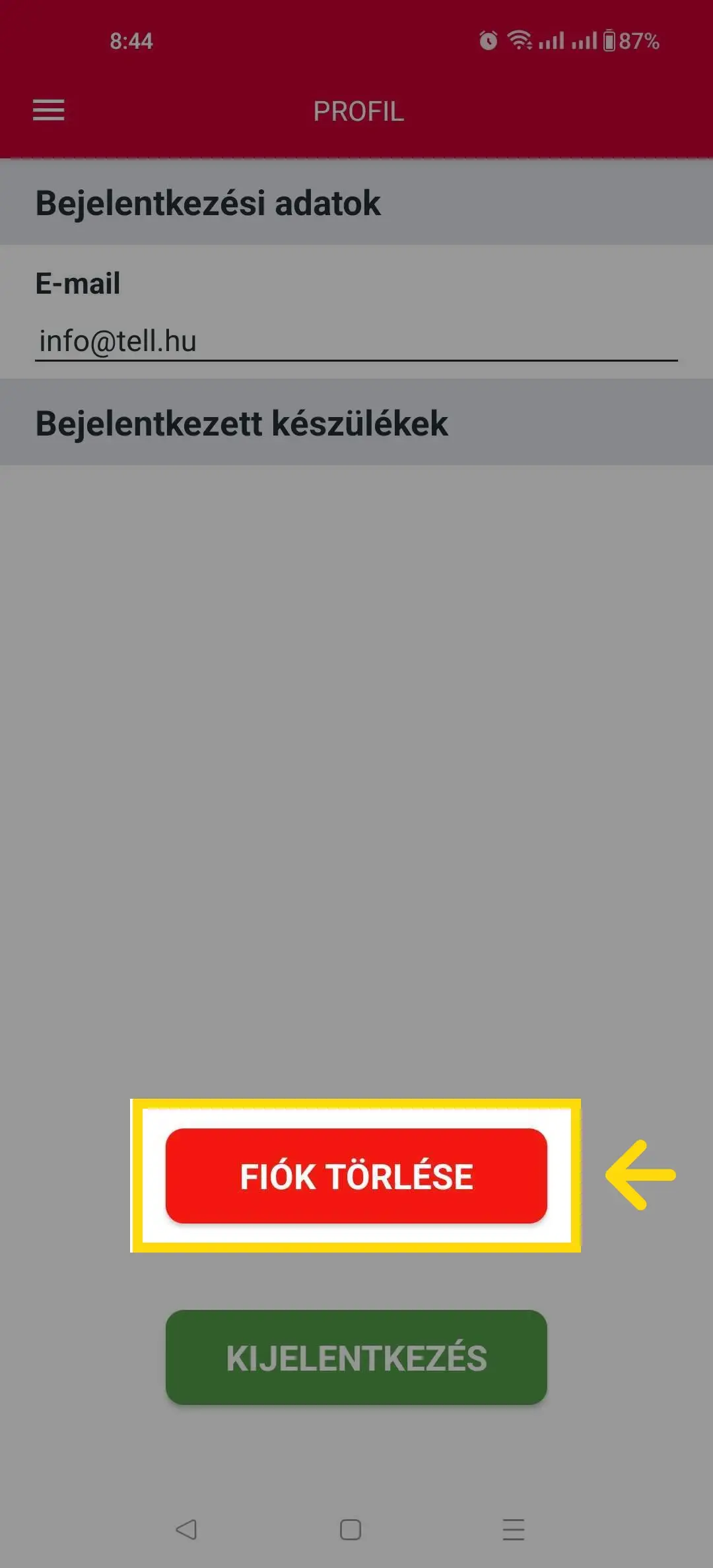 Gate Control user app profil